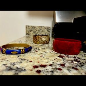 Three bracelets - 2 chunky and one slim bracelet